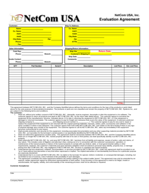 NetCom USA Evaluation Agreement