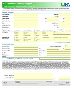 LIPA Commercial Efficiency Program Rebate Application