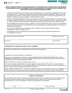Formulaire de choix pour la déduction d'une réserve pour gains en capital
