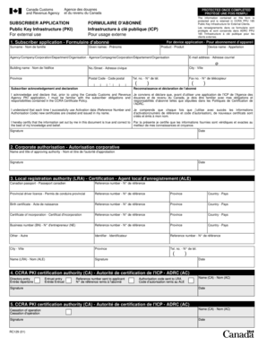 Canada Customs Subscriber Application Form