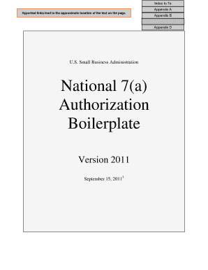 National 7(a) Authorization Boilerplate