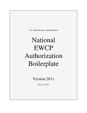 National EWCP Authorization Boilerplate