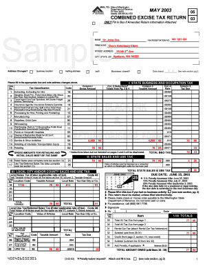 Washington Combined Excise Tax Return