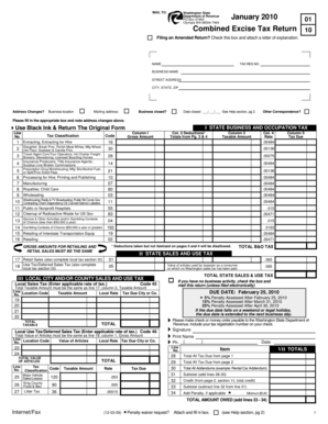 Washington State Combined Excise Tax Return 10