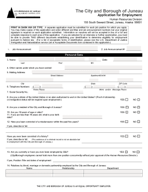City and Borough of Juneau Application for Employment