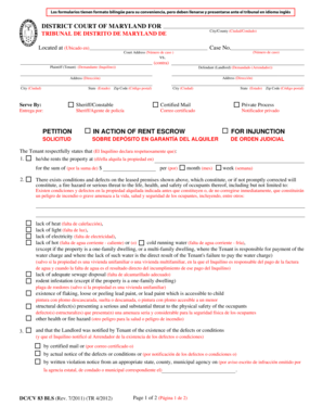 Maryland Rent Escrow Petition