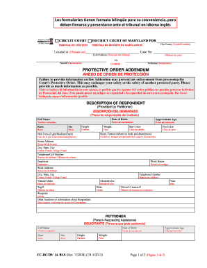 Maryland Protective Order Addendum