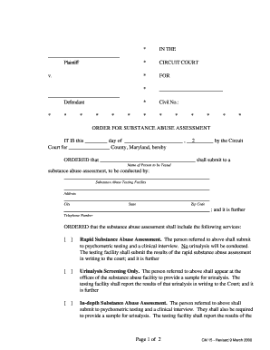Maryland Substance Abuse Assessment Order