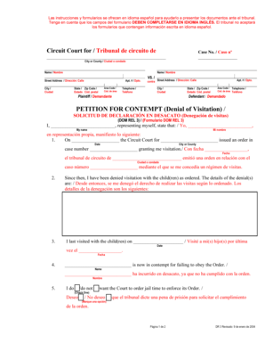 Solicitud de Declaración en Desacato (Denegación de Visitas)