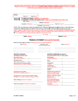 Formulario de Declaración Financiera de Maryland