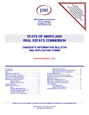 psi state of maryland real estate commission psi candidate information brochure