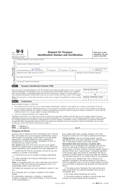 Form W-9 Request for Taxpayer Identification Number and Certification