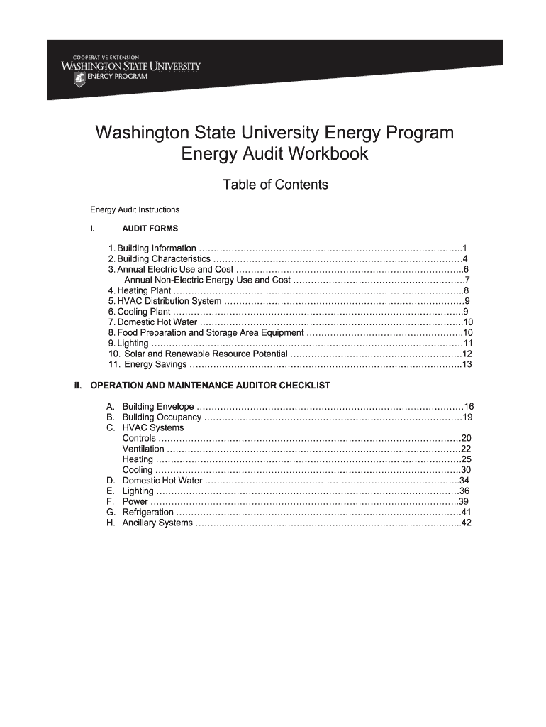 Energy Audit Workbook - energy wsu Preview on Page 1.