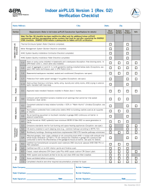 Indoor airPLUS Verification Checklist