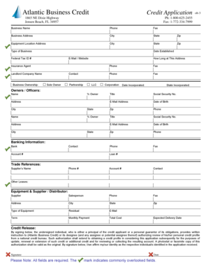 Atlantic Business Credit Credit Application