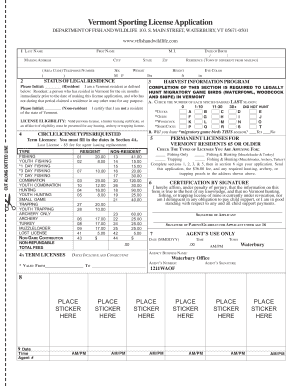 Vermont Sporting License Application