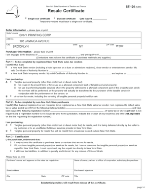 New York Resale Certificate