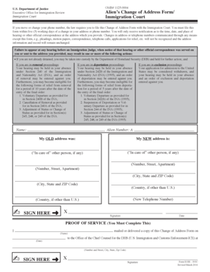 Alien's Change of Address Form - justice