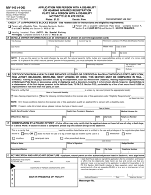 Pennsylvania Disability Plate Application
