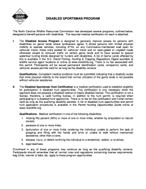 Disabled Sportsman Program Application