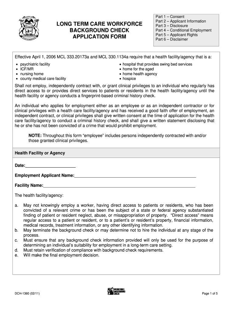 Michigan workforce background check consent form 2011: Fill out & sign  online | DocHub
