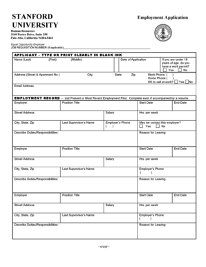 Stanford University Employment Application