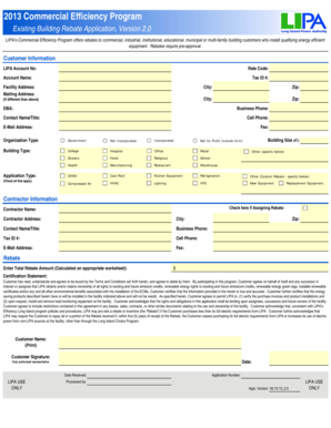 LIPA Commercial Efficiency Program Rebate Application