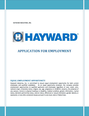 Hayward Industries Employment Application