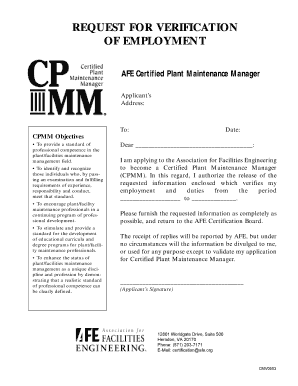 request for verification of employment form