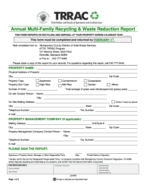 Annual Multi-Family Recycling Report