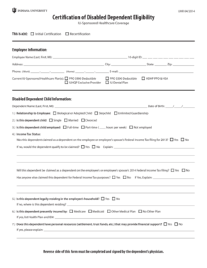 Certification of Disabled Dependent Eligibility