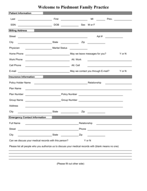 Patient Information Form