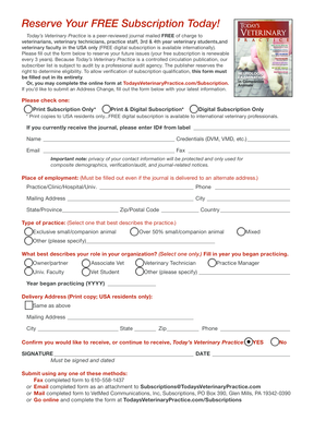 Today's Veterinary Practice Subscription Form