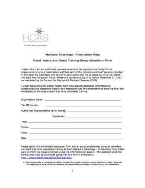 Medicare Advantage Fraud Training Attestation Form