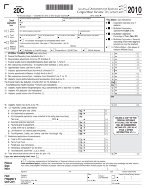 Alabama Corporation Income Tax Return 2010
