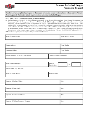 permission letter for basketball league