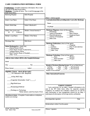 WV DHHR - OMCFH - Birth Score - NICU REFERRAL FORM 2007 - wvdhhr