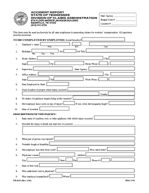 Tennessee Accident Report Form