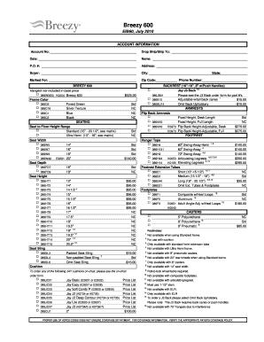 Breezy 600 Order Form