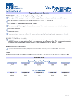 Visa requirements for argentina