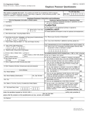 ATF Form 5400.28 Employee Possessor Questionnaire