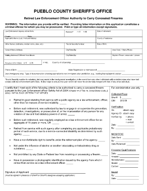 Retired Law Enforcement Officer Firearm Carry Application
