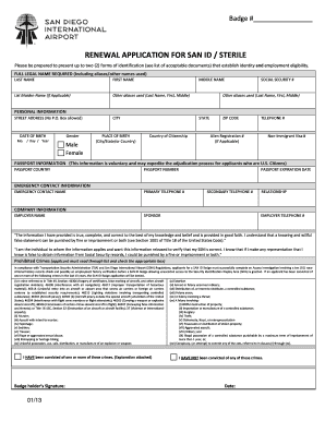 SAN ID Badge Renewal Application