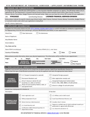 new york state department of financial services ori number form