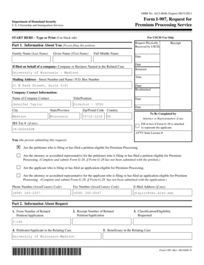 USCIS Form I-907 Request for Premium Processing