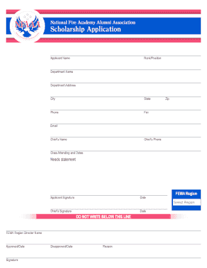 Form fillable national fire academy application