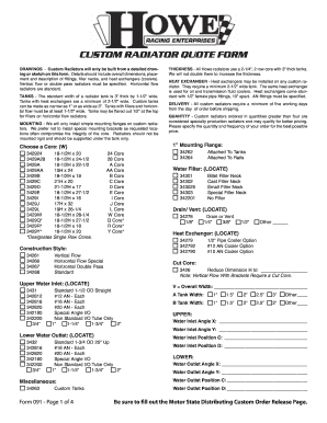 CUSTOM RADIATOR QUOTE FORM - Motor State Distributing