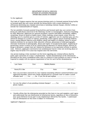 Virginia Sworn Disclosure Statement