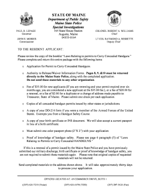 Maine Concealed Handgun Permit Application