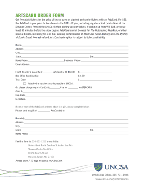 ArtsCard Order Form